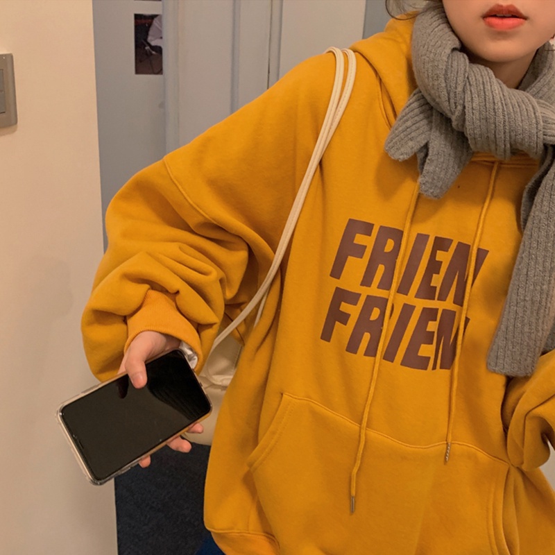 Áo hoodie nữ tay dài có mũ trùm đầu thoải mái thời trang