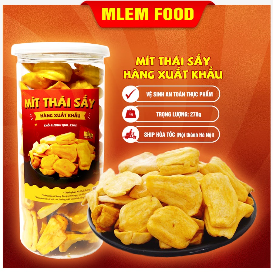 Mít Thái sấy hàng xuất khẩu 230gr Mlem Food - Trái cây sấy khô xuất khẩu