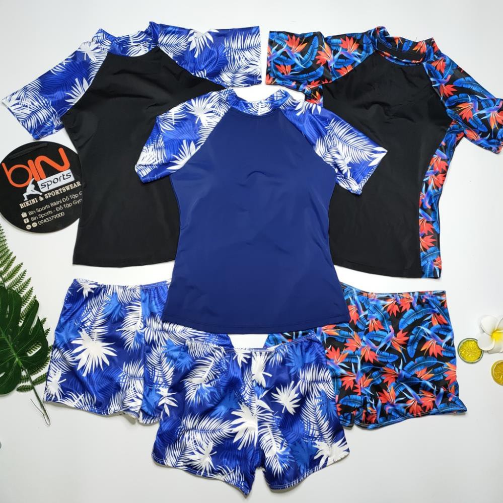 Bộ Bơi Nữ 2 Mảnh Quần Đùi Cạp Cao Aó Phủ Bụng Cọc Tay Bin Sports BHV092 [ Bikini Giá Xưởng ] | BigBuy360 - bigbuy360.vn