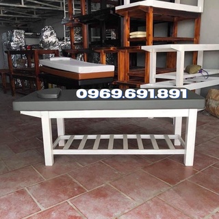 Giường spa khung giường màu trắng đẹp sang trọng,  giường nằm massage chân gỗ
