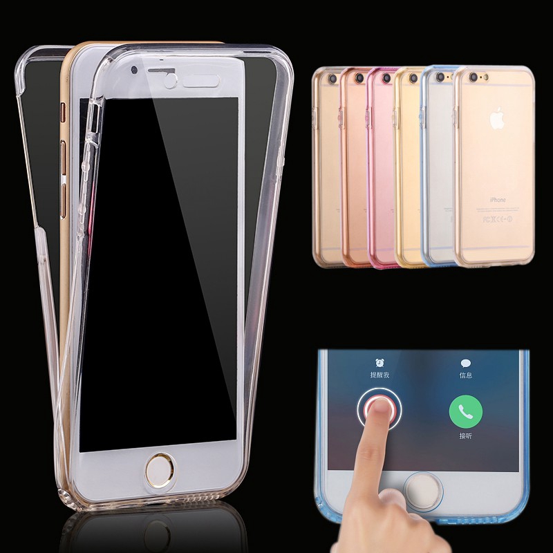 Ốp điện thoại trong suốt bảo vệ 360 độ cho iPhone 6 6s 7 8 Plus X Xs Max XR 5 5s SE