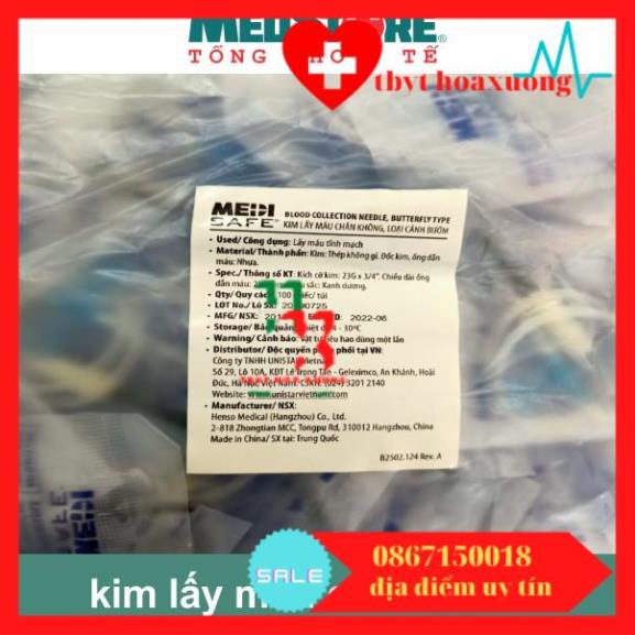 Kim lấy máu chân không, loại cánh bướm (100 chiếc/túi) Medisafe