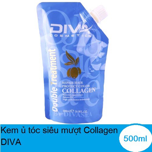 Kem hấp, ủ ,xả tóc siêu mượt Collagen DIVA Cosmetics Double Treatment 500ml