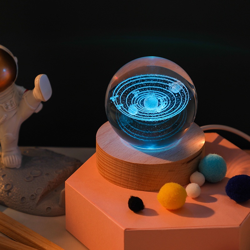 Đèn ngủ 3D hình quả cầu pha lê 8cm siêu to nhiều màu sáng tạo làm quà tặng sinh nhật cho bạn gái, trang trí phòng.