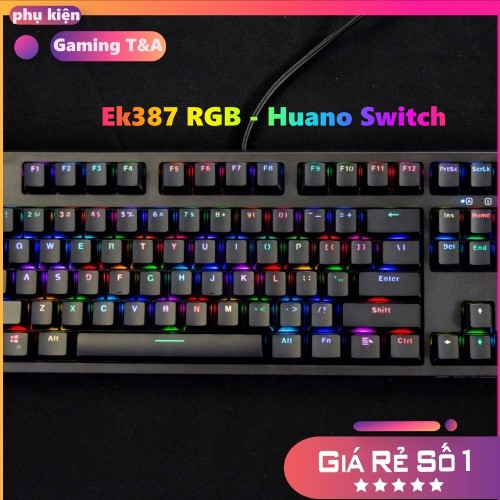 Bàn phím Cơ EDRA EK387 RGB Huano Switch - Mẫu 2021 - Cam kết chính hãng - B.h 24Tháng - Tặng 1 keycap cờ đỏ sao vàng