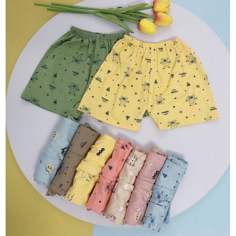 Quần Đùi / Quần Cộc Vải Thun Lạnh Chất Mềm Mát Cho Bé 3-14kg / Mã In