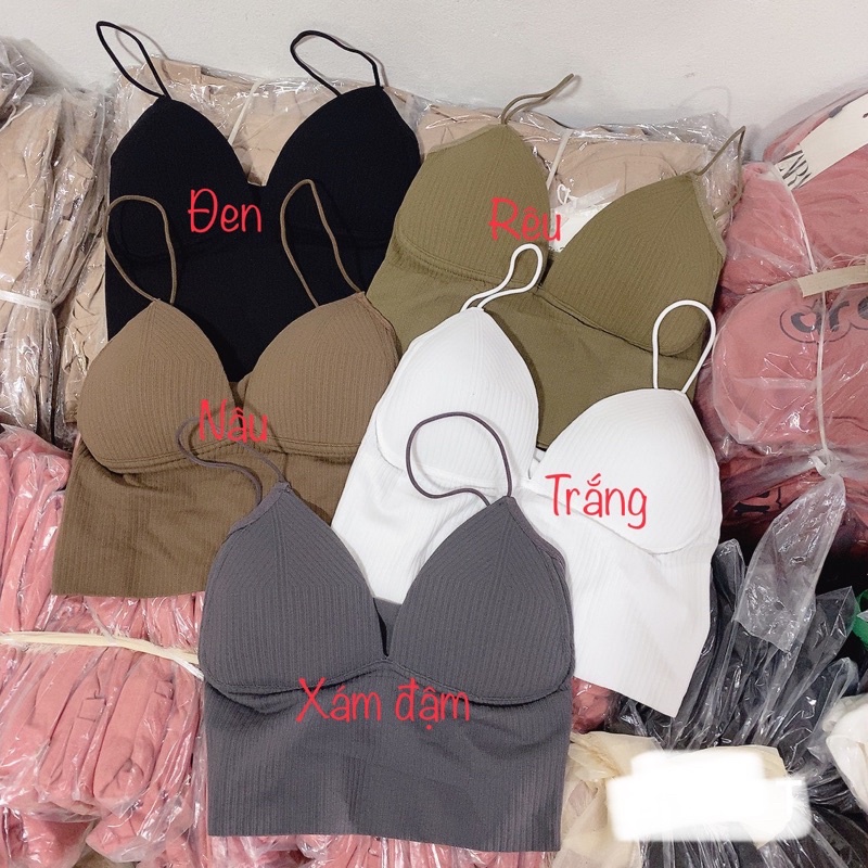 Áo Lót Ngực, Áo Bra Cotton Gân Tăm 5M Co Dãn Đệm Mút Nâng Ngực Quyến Rũ B55