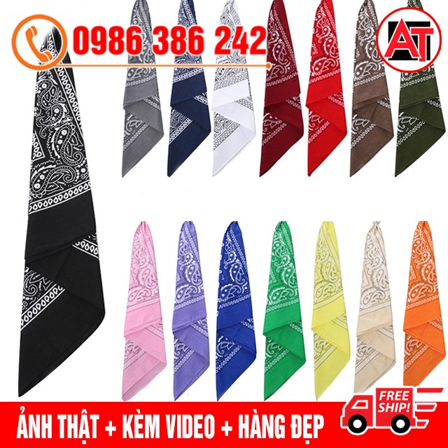 [FLASH SALE] Khăn Turban Bandana Họa Tiết 55x55 cm - Khăn Vải Cotton Vuông Buộc Đầu , Choàng Cổ Đa Năng Thời Trang