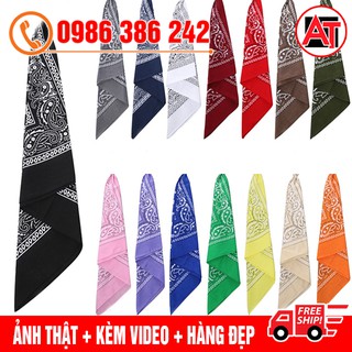 Khăn Turban Bandana Họa Tiết 55x55 cm - Khăn Vải Cotton Vuông Buộc Đầu , Choàng Cổ Đa Năng Thời Trang