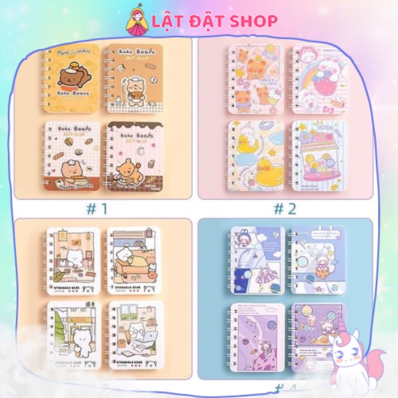 🌱 Sổ tay lò xo mini A7 hoạ tiết gấu/thỏ/cô gái 🌱