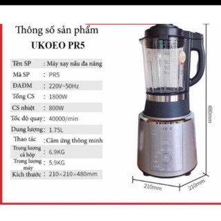 Máy làm sữa hạt UKOEO-PR5 plus ( tiếng Việt )lắp inox, lồng inox (bảo hành 24 tháng)