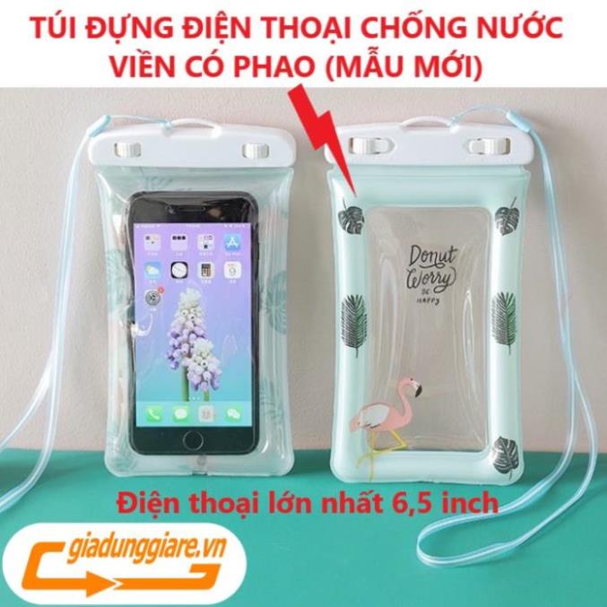 Túi đựng điện thoại chống nước (Viền có phao) không ảnh hưởng cảm ứng màn hình có dây đeo du lịch - giadunggiare.vn