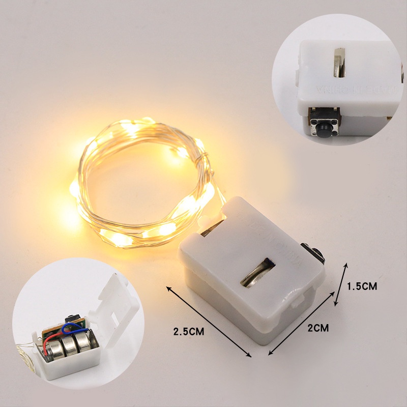 Dây đèn led fairylight, dây đèn led đom đóm dùng pin 1-2 mét