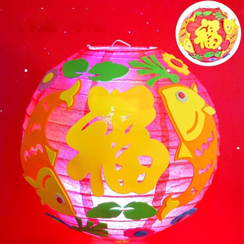 Lồng đèn trung thu 2022 tự dán sticker 3D sáng tạo