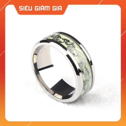 [ Xả Kho ] Nhẫn nam titan chạm rồng dạ quang phát sáng trong đêm