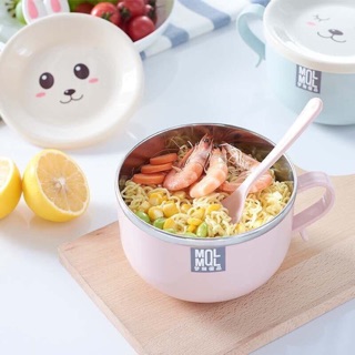 ☘️cốc mì inox có nắp hình mặt cười