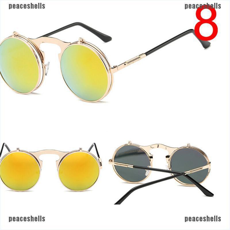 Kính Mát Gọng Tròn Dạng Lật Phong Cách Steampunk Cổ Điển Thời Trang