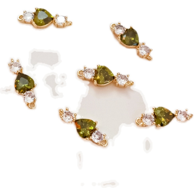 Mặt Dây Chuyền Hình Trái Tim Đính Đá Zircon Màu Vàng Đồng 14k Sang Trọng diy