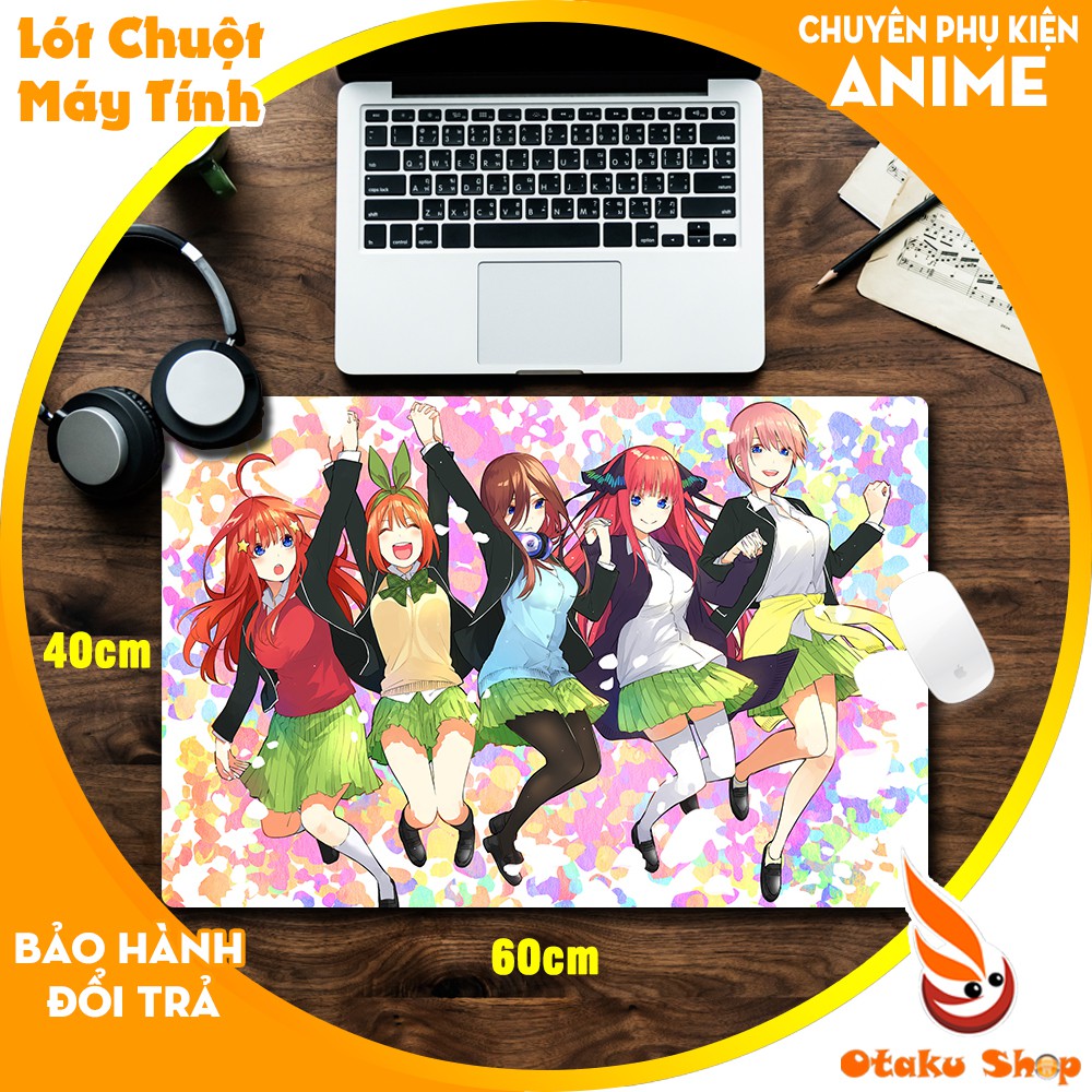 { Mouse pad cỡ lớn } Lót chuột Anime Gotoubun chất liệu cao su để trên bàn di chuột chơi game kích thước 60x40cm