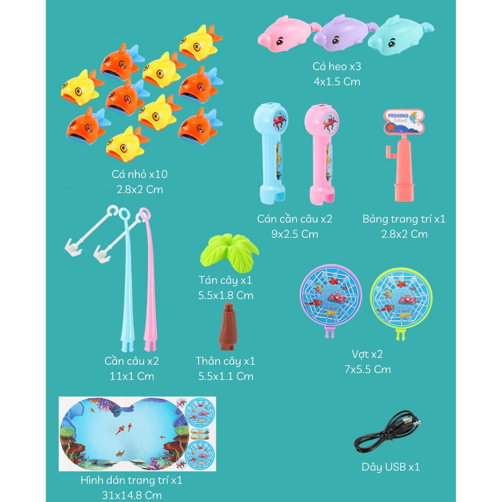 Bộ đồ chơi câu cá PLAYKID có nhạc cầu trượt cho bé trai bé gái PK024