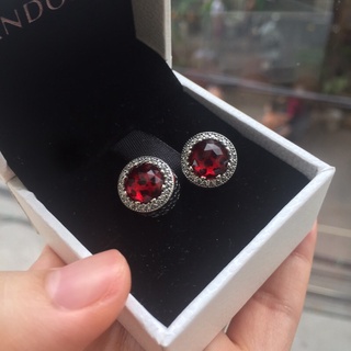 Hạt charm Radiant màu đỏ bạc 925