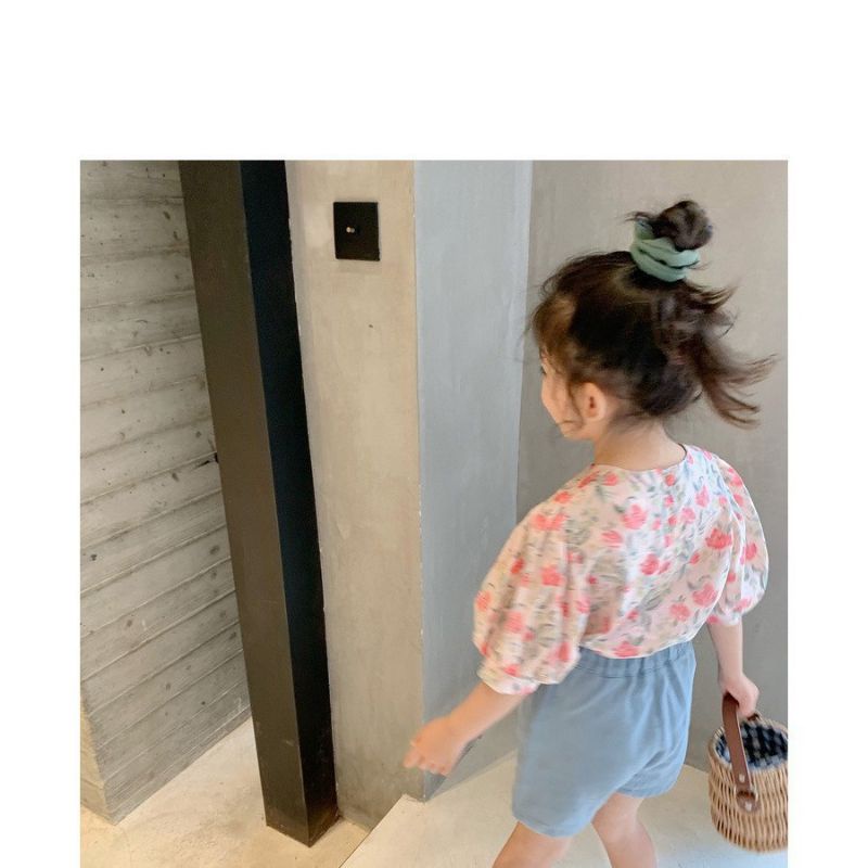 ÁO SƠ MI VOAN HOA TAY BỒNG CHO BÉ GÁI