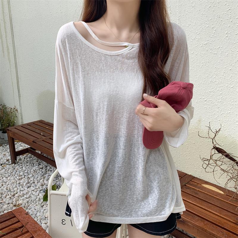 Áo Thun Mỏng Dáng Rộng Dài Tay Thời Trang Mùa Hè Hàng Mới Dành Cho Nữ 2022