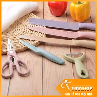 Bộ dao lúa mạch 6 món cao cấp kháng khuẩn, bộ dao bếp 6 món, dao kéo - dụng cụ bếp