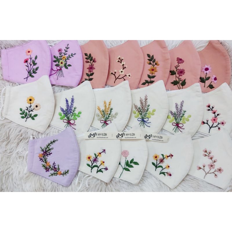 Khẩu trang thêu tay form 2D