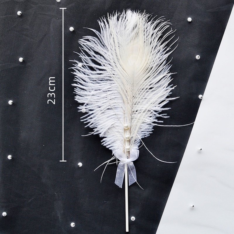 1 Que Cắm Trang Trí Bánh Kem Hình Bướm Phối Ren Lông Vũ Dùng Cho Tiệc Cưới / Sinh Nhật / Valentine