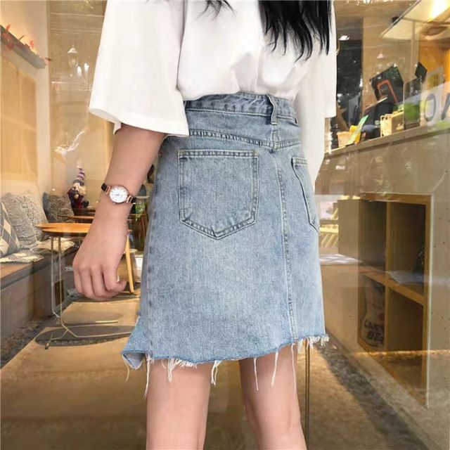 Chân váy jeans rách hàng order quảng châu