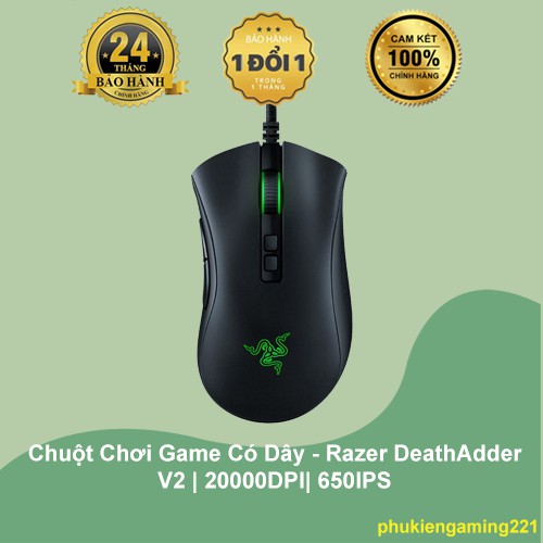 Chuột Chơi Game Có Dây - Razer Deathadder V2 - Hàng Chính Hãng - Bảo Hành 24 Tháng