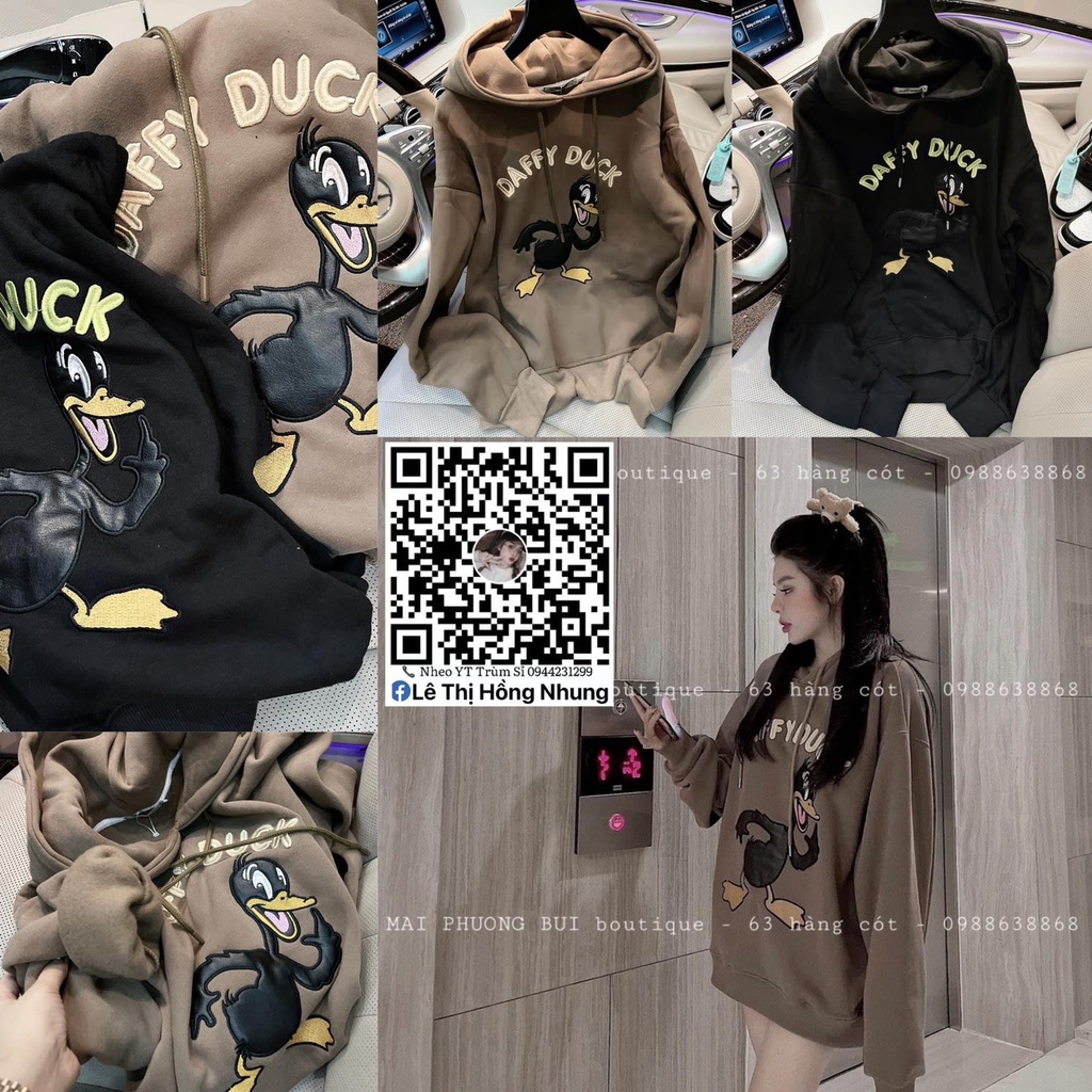 Áo hoodie nữ vịt DAFFY DUCK áo nỉ nữ Lót Lông , thời trang form rộng nam nữ phong cách ulzzang hàn quốc ATD007 | WebRaoVat - webraovat.net.vn