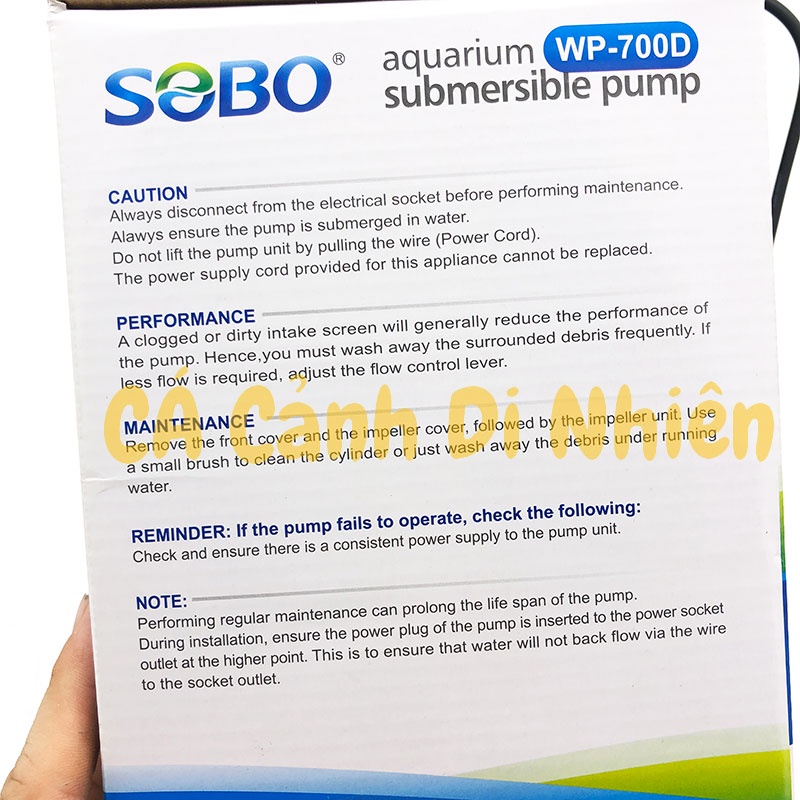 Máy bơm hút đáy SOBO WP-700D 110W bơm chìm hút cặn 360 độ hồ cá WP 700D