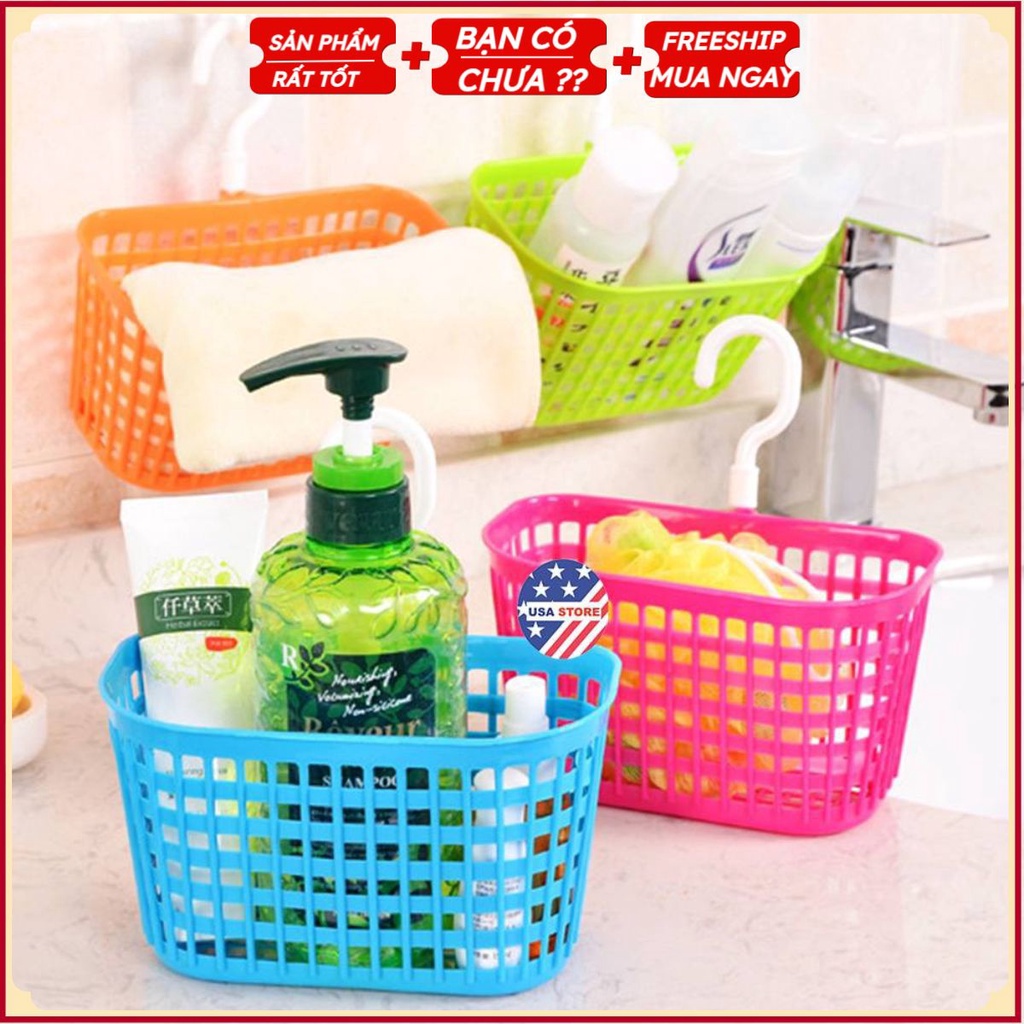 Giỏ NHỰA LƯỚI T1 Đựng Đồ Cá Nhân, Đựng Đồ Phòng Tắm - Khay Có Móc Treo Đa Năng - Size Lớn 18X18Cm