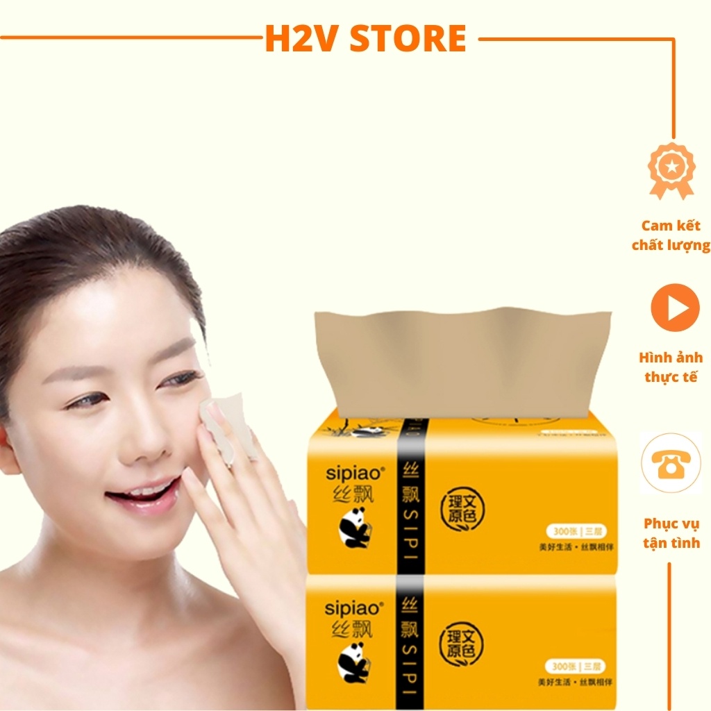 1 gói 300 tờ giấy ăn Gấu trúc Sipiao cỡ nhỏ siêu dai