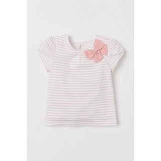 Áo phông kẻ hồng nơ HM H&M sz 4-6m_hàng chính hãng ANh