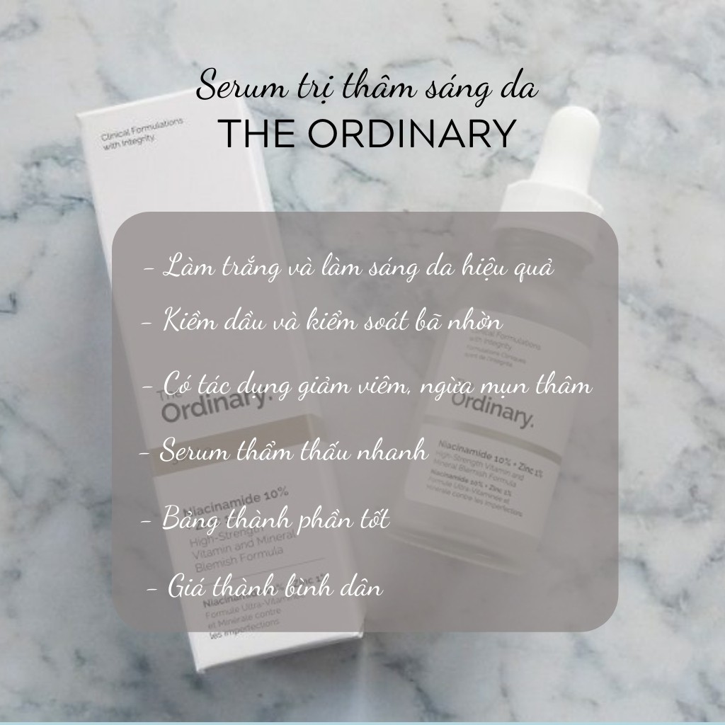 Serum trắng da THE ORDINARY ngăn ngừa mụn thâm mụn sáng sa NIACINAMIDE 10% + ZINC 1% (30ml) | BigBuy360 - bigbuy360.vn