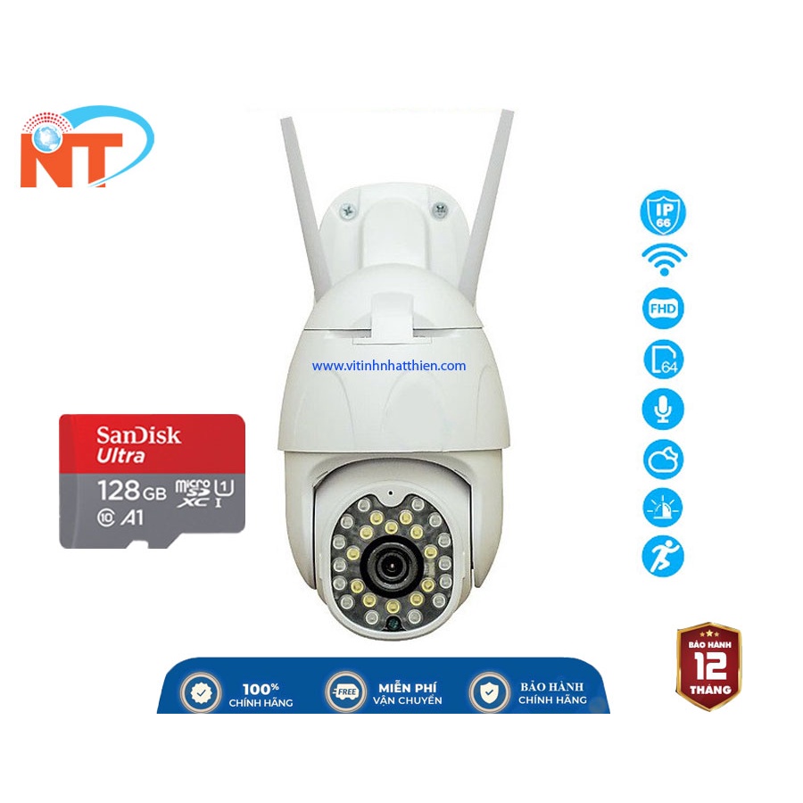 CAMERA IP WIFI YOOSEE DS-08 FHD 1080P chống nước - XOAY 355 ĐỘ, BAN ĐÊM CÓ MÀU, đàm thoại 2 chiều, bảo hành 12 tháng