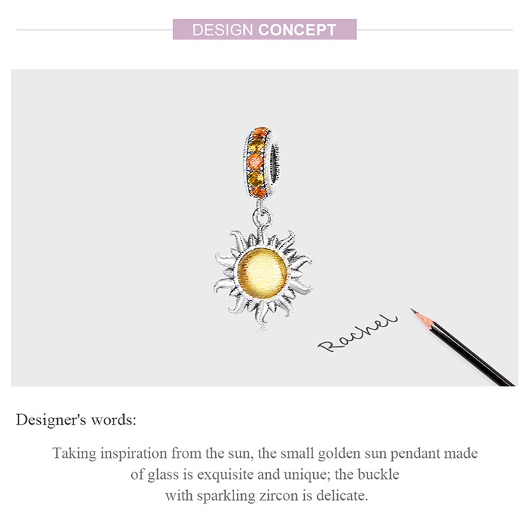 Mặt dây BAMOER hình mặt trời bằng bạc 925 SCC2210