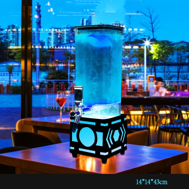 Bình đựng cocktail trà sữa 3 lít có vòi rót đèn led sạc pin 7 màu đựng nước hoa quả bia tươi nước ngọt cho nhà hàng