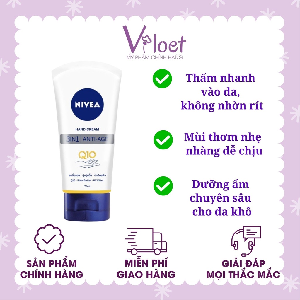 Kem dưỡng da tay Nivea Q10 Anti-Age nội địa Đức 75 ml dưỡng ẩm cho da khô - Shop Viloet