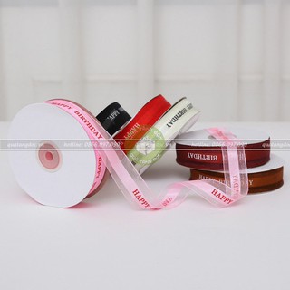 Ruy băng Happy Birthday voan pha lụa 2,5cm