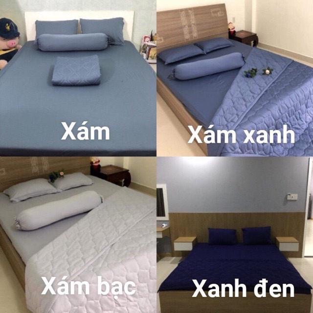 Bô drap ga thun lạnh trơn [5 món] chất thun Hàn Quốc đẹp, mát