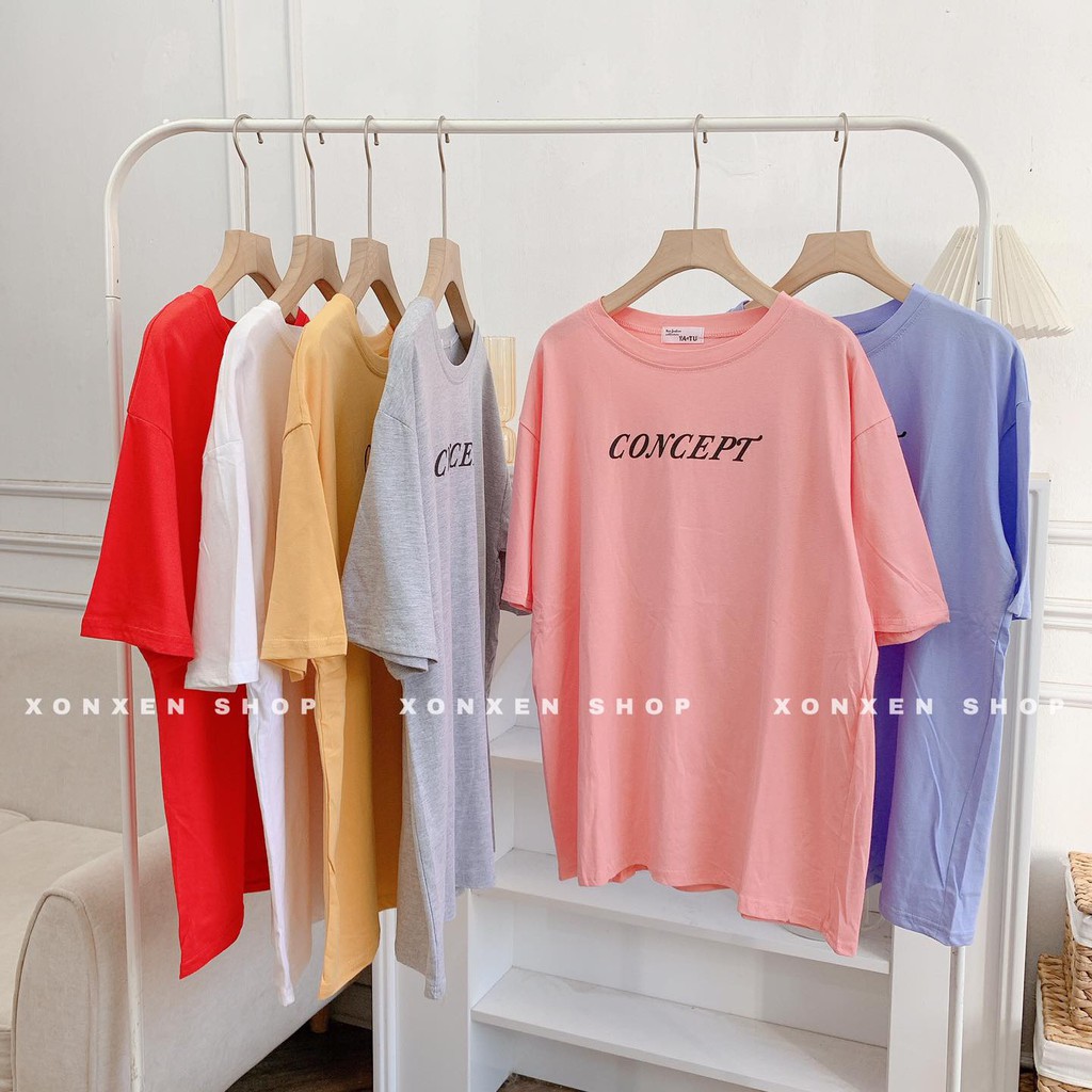 ÁO THUN NỮ form rộng in chữ đơn giản dễ thương chất cotton dày dặn XONXEN SHOP freesize mã 09