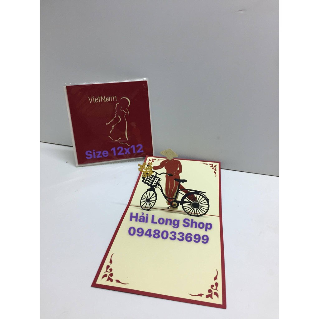 Cô Gái dắt xe đội Nón (1) - Girl - Thiệp 3D ( VN ) | BigBuy360 - bigbuy360.vn