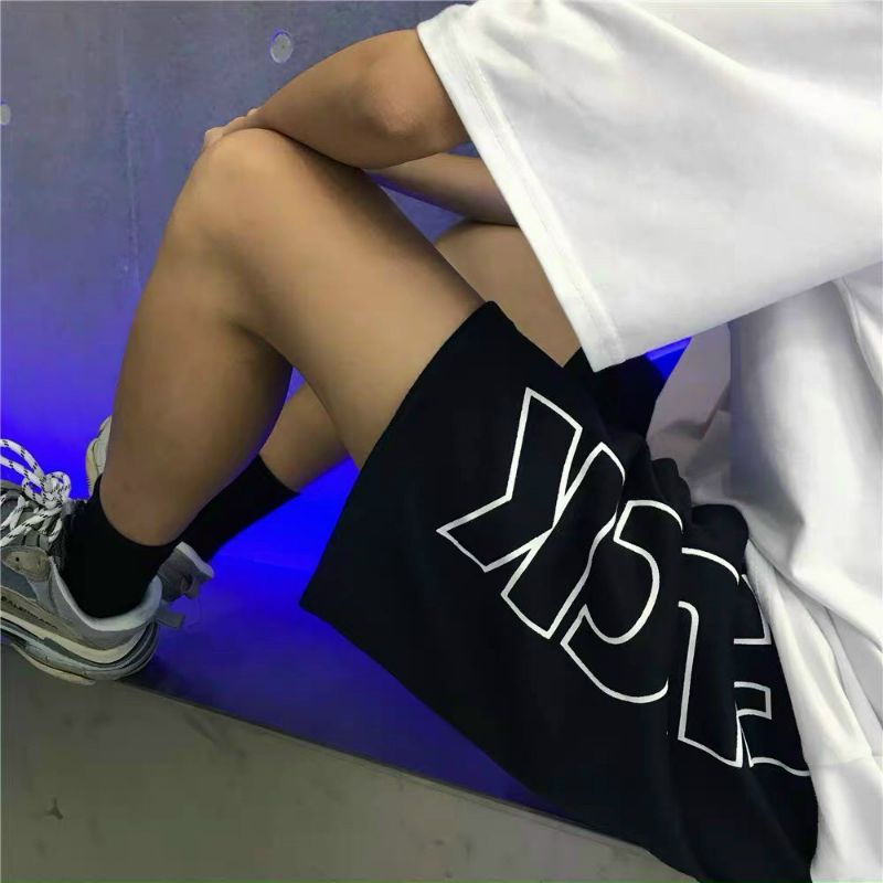Quần short lửng nam nữ chất thun cotton in chữ Fuc.k, quần short thể thao dây rút
