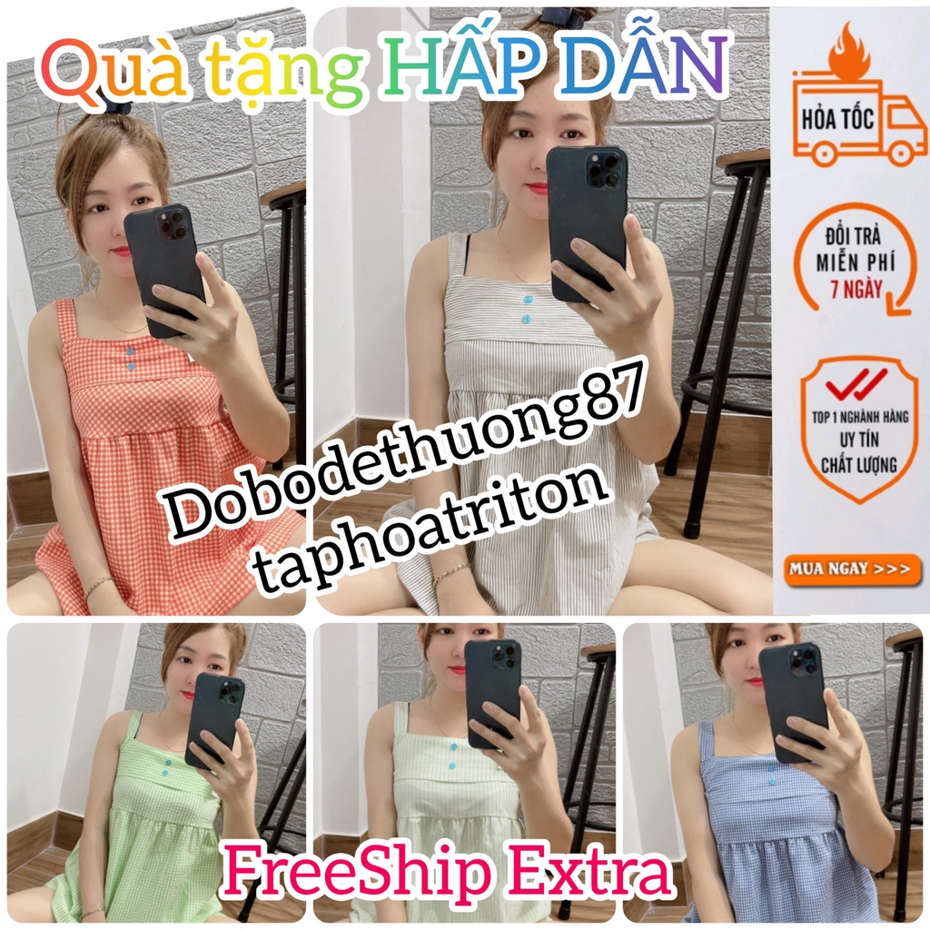 [SIÊU SALE] Đồ Bộ Mặc Nhà Nữ, Đồ Bộ Ngủ Nữ, Bộ Ngủ Nữ Caro siêu cưng M1 kiểu Baby Doll Áo dây Quần ngắn Kate Thoáng mát | BigBuy360 - bigbuy360.vn