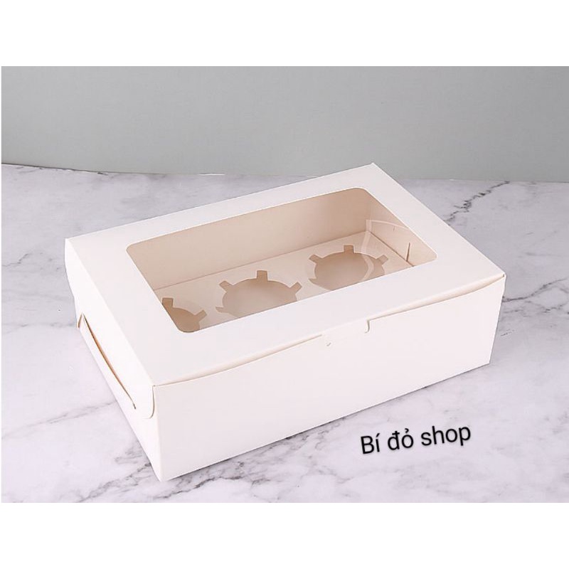 Set 10 HỘP 6 bánh CUPCAKE, đựng bánh quy, đựng bánh hạnh nhân, đựng kẹo Nougat