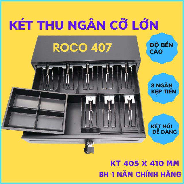 [Nhập mã THIE9 GIẢM 9%] Ngăn kéo đựng tiền cỡ lớn Roco 407,Két thu ngân kết nối máy in hoá đơn,phần mềm quản lý bán hàng